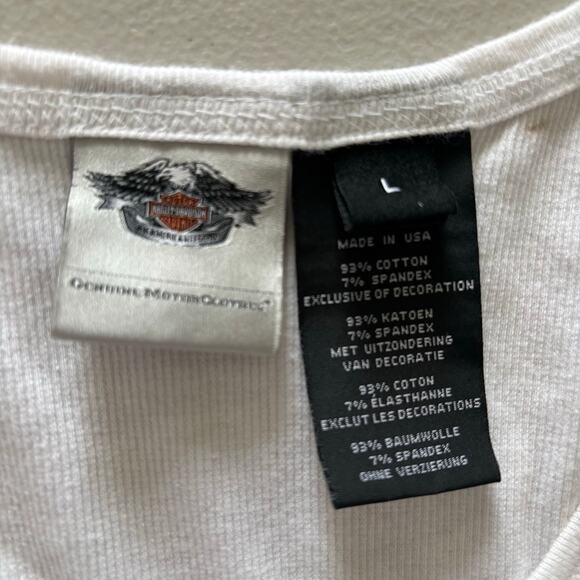 Harley Davidson Women's Large White Fallen Angel Tribal Graphic Biker Tank Tops - Picture 3 of 10